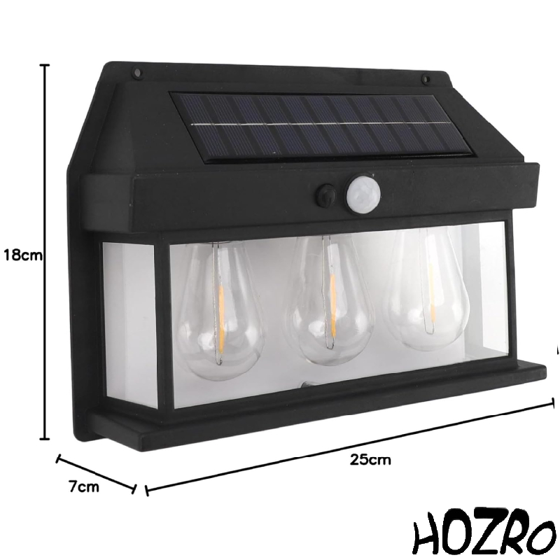 Lampă Solară HOZRO, Model KT 666-3W cu 3 Becuri LED – Iluminat Exterior Economic și Eficient, Încărcare Solară, Ideală pentru Curte, Grădină sau Camping HOZRO