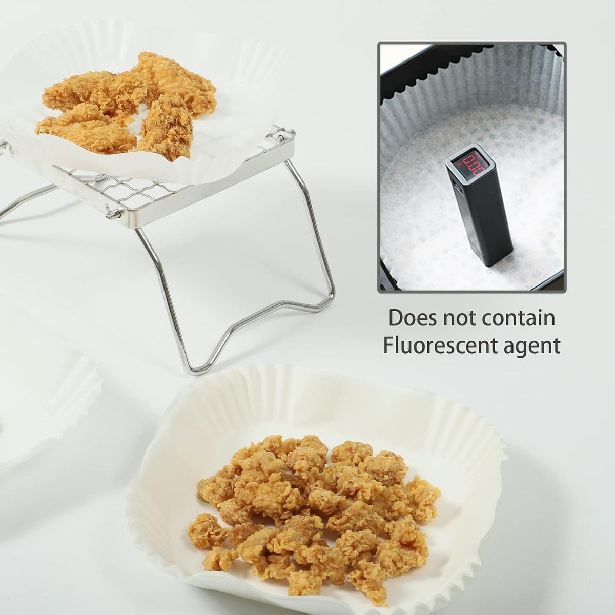Set 50 bucati hartie de copt, Unica folosinta, Pentru air fryer, Alb, Patrate BESTSELLS