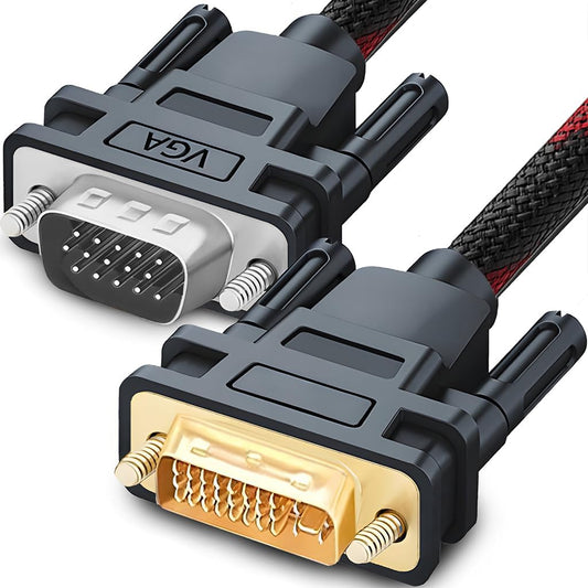 Cablu analogic PANZAT DVI-I la VGA, 24+5pini, dublu ecranat, calitate deosebita BESTSELLS