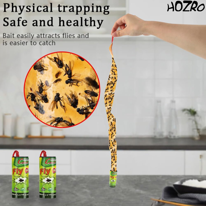 Rolă Lipici HOZRO, pentru Muște și Insecte – Capcană Adezivă Puternică, Non-Toxică și Eficientă, Ideală pentru Casă, Terasă, Bucătărie sau Spații Comerciale HOZRO