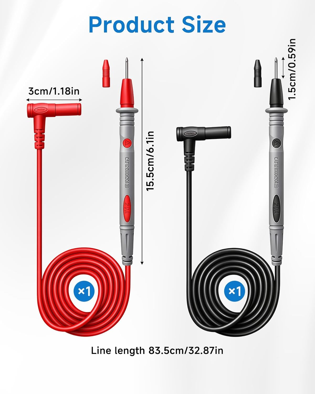 Cabluri de multimetru, 1m, rosu/negru, 4 mm, set de 2 bucati, izolate, 1000V CAT III / 600V CAT IV BESTSELLS