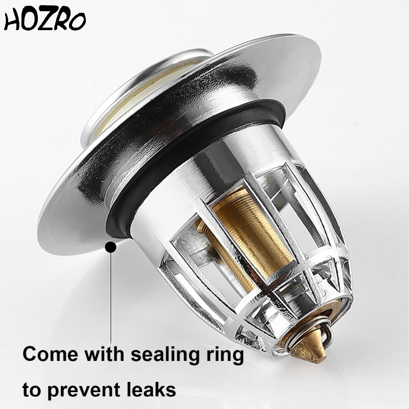 Ventil Universal HOZRO, pentru Chiuvetă – Dop de Scurgere cu Sistem de Blocare cu Arc, Tip Push Pop-Up, din Oțel Inoxidabil, Compatibil cu Chiuvete de Baie și Bucătărie, Rezistent la Coroziune și Ușor de Instalat HOZRO
