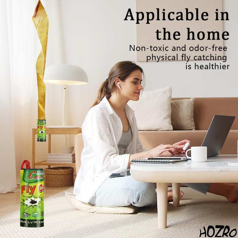 Rolă Lipici HOZRO, pentru Muște și Insecte – Capcană Adezivă Puternică, Non-Toxică și Eficientă, Ideală pentru Casă, Terasă, Bucătărie sau Spații Comerciale HOZRO