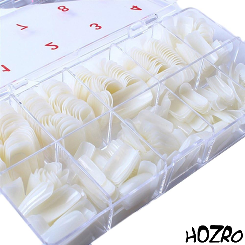 Set 100 bucăți Tips HOZRO, unghii false profesionale, formă naturală, rezistente și ușor de aplicat, ideale pentru manichiură cu gel sau acryl, potrivite pentru uz personal și salon HOZRO