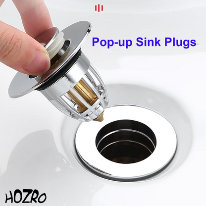 Ventil Universal HOZRO, pentru Chiuvetă – Dop de Scurgere cu Sistem de Blocare cu Arc, Tip Push Pop-Up, din Oțel Inoxidabil, Compatibil cu Chiuvete de Baie și Bucătărie, Rezistent la Coroziune și Ușor de Instalat HOZRO