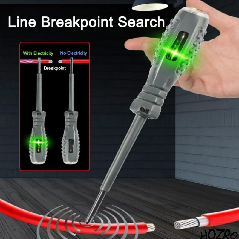 Tester de Tensiune HOZRO, Tip Șurubelniță cu Lumină Duală – Detector Electric cu Vârf Magnetic, pentru Verificarea Rapidă a Curentului și Circuitelor HOZRO