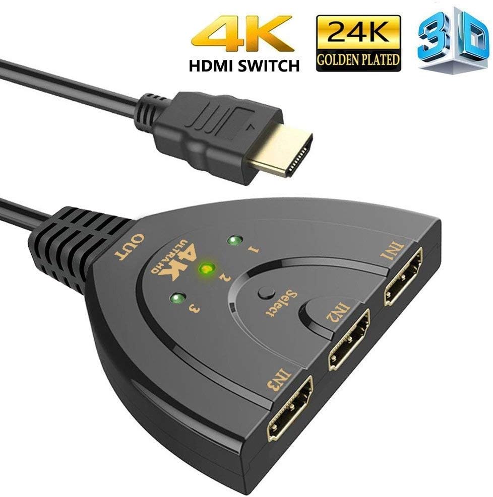 Splitter HDMI, 4K, 3 intrari, 1 iesire cu cablu 50cm BESTSELLS