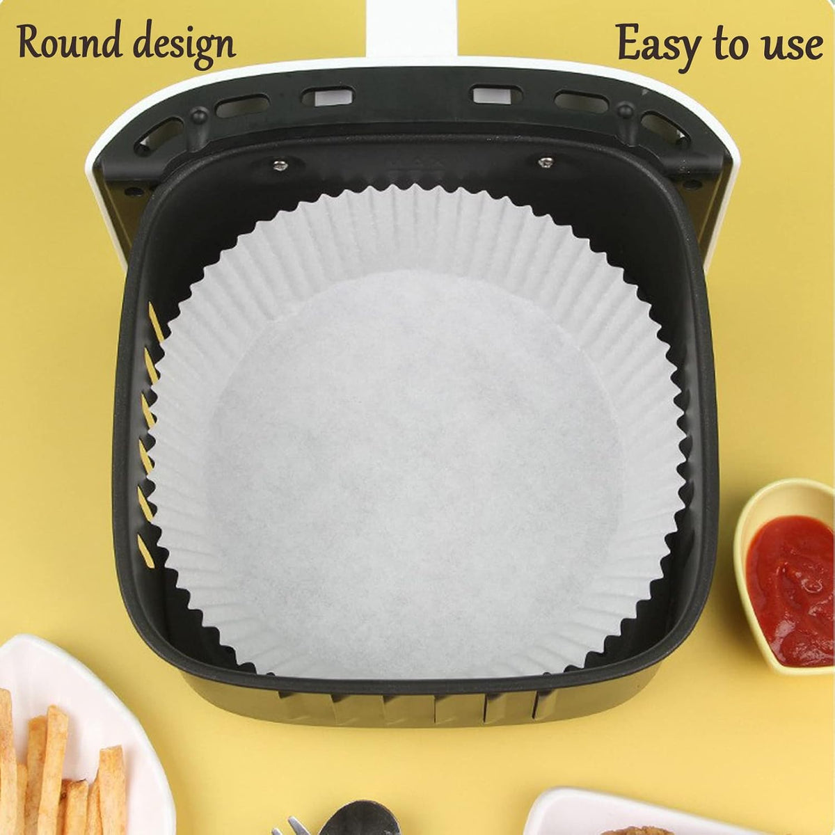 Set 50 bucati hartie de copt, Unica folosinta, Pentru air fryer, ALB, Rotunde BESTSELLS