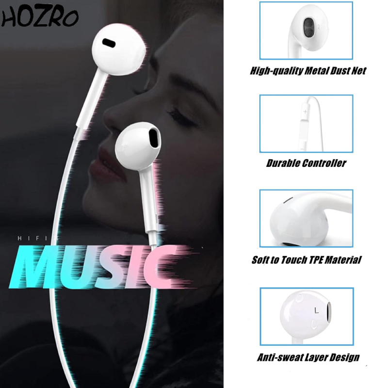 Căști HOZRO, cu fir si conector Lightning, sunet Hi-Fi clar, microfon și telecomandă integrate, design ergonomic pentru confort sporit, compatibile cu toate modelele Apple iPhone cu port Lightning HOZRO