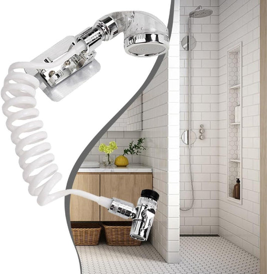 Extensie Duș HOZRO, pentru Robinet – Furtun Flexibil 22.5 cm, Filet G1/2, Compatibil cu Bateria de Baie și Bucătărie, Jet Reglabil, Instalare Rapidă, Argintiu HOZRO