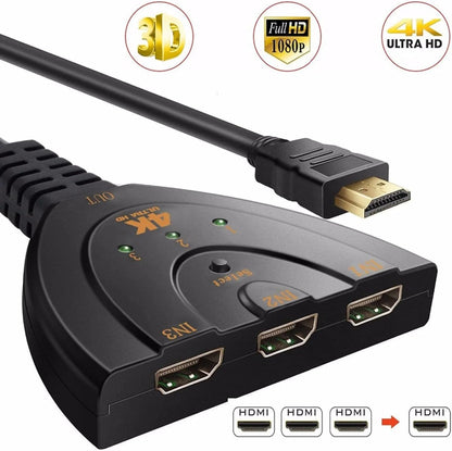 Splitter HDMI, 4K, 3 intrari, 1 iesire cu cablu 50cm BESTSELLS