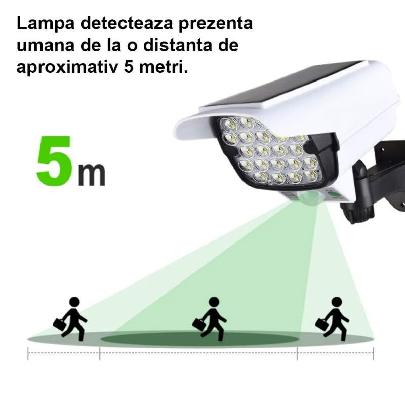 🛡️ Proiector Solar și Cameră Dummy HOZRO JLP-2177 – Securitate Inteligentă și Iluminat Puternic cu Costuri Zero! HOZRO