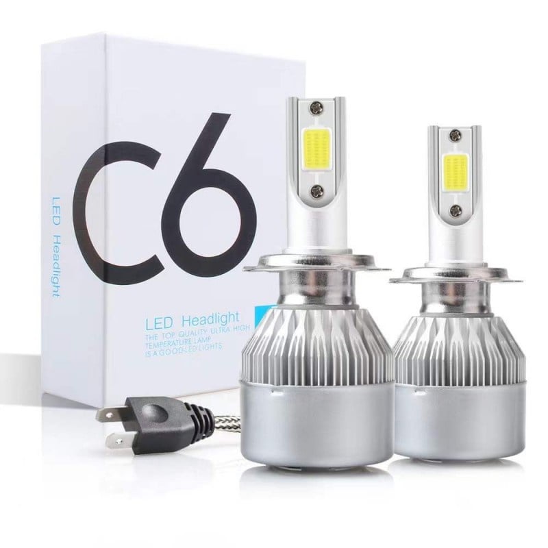 💡 Set 2 LED-uri Auto HOZRO, C6 H7 – 36W, 3800 Lumeni, 6500K | Iluminare Puternică, Tehnologie COB, 12–24V, Lumină Albă Rece HOZRO