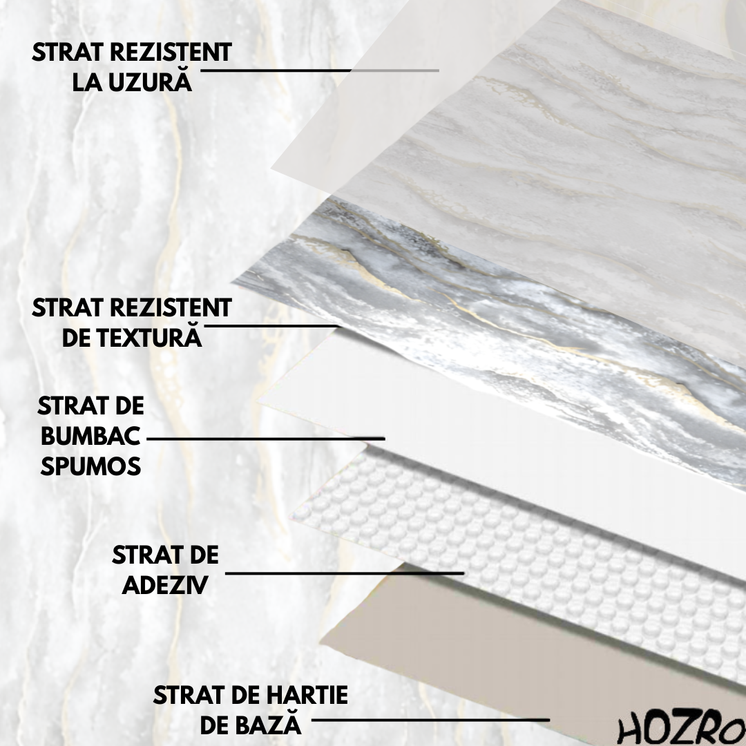 Tapet autocolant tip marmură HOZRO, rolă 1.2 × 3 m, model TLS-004, soluție elegantă pentru decor interior premium BESTSELLS