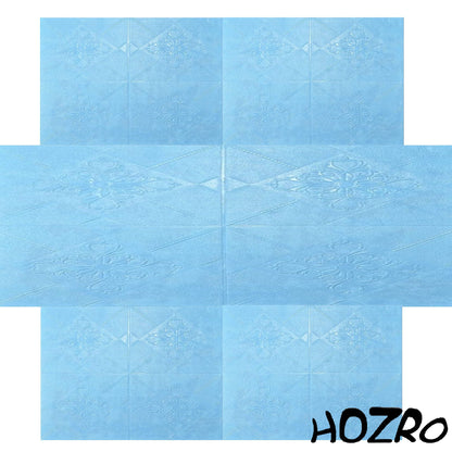 Tapet 3D autoadeziv HOZRO, Model imitatie caramida, design modern, foarte usor de montat, Albastru HOZRO