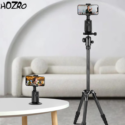 Suport Smart HOZRO, pentru Telefon cu Rotire Automata 360°– Trepied cu Functie de Tracking Facial si Corporal, Control prin Gesturi, Fara Aplicatie, cu Telecomanda si Functie Selfie Stick, Ideal pentru Vlogging, TikTok, Filmari si Streaming HOZRO