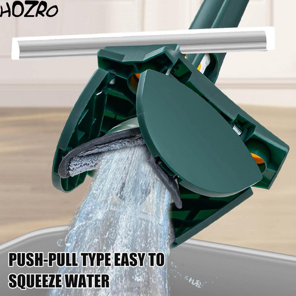 Pachet Curățenie HOZRO: Mop Mini Portabil Squeeze cu Burete Absorbant și Mop Rotativ Model Inimă, Lavete Microfibră Incluse, Verde HOZRO