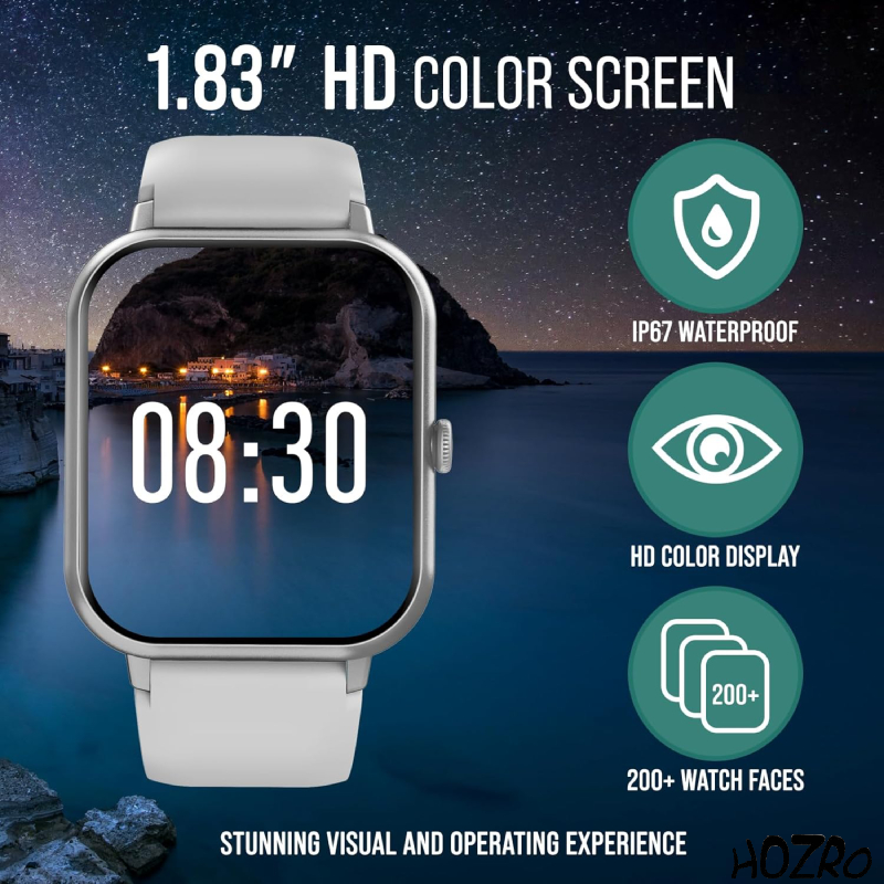 Smartwatch HOZRO, X8 Pro Max, Gri, Ecran HD, Monitorizare Sănătate, IP67 Waterproof, Notificări, Sport, Apel Bluetooth, Compatibil Android & iOS HOZRO