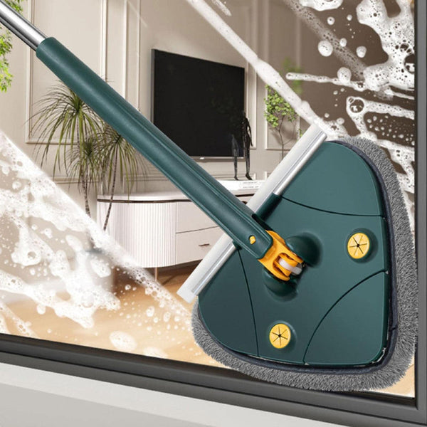 Pachet Curățenie HOZRO: Mop Mini Portabil Squeeze cu Burete Absorbant și Mop Rotativ Model Inimă, Lavete Microfibră Incluse, Verde HOZRO