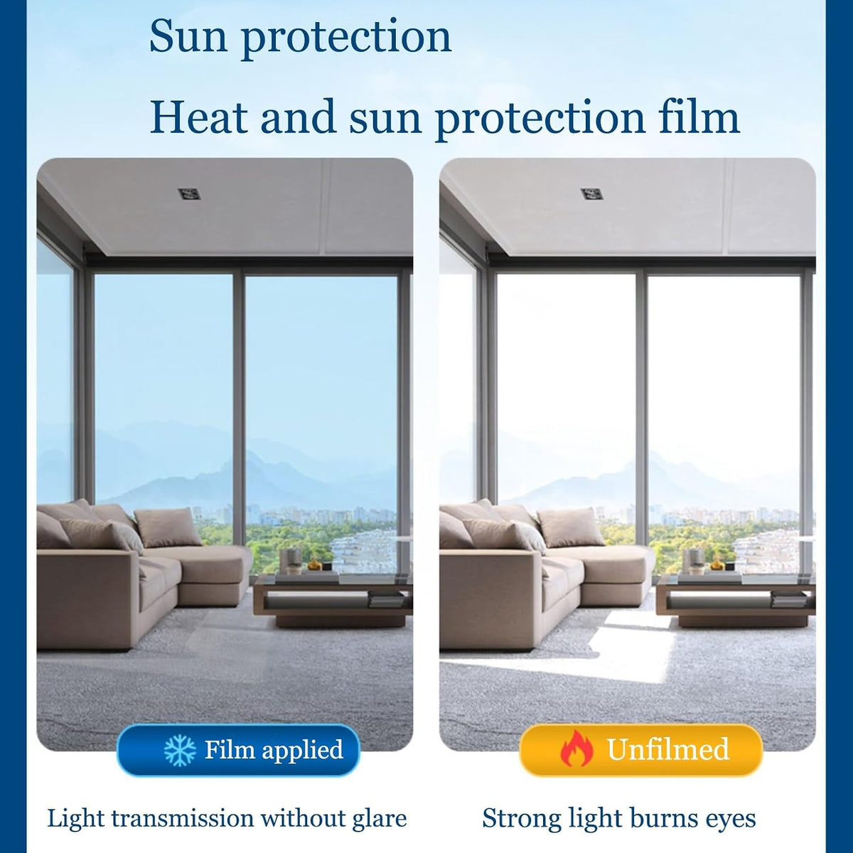 Folie pentru geamuri cu efect de oglindă, albastră, protecție solară și UV, 60 × 200 cm BESTSELLS