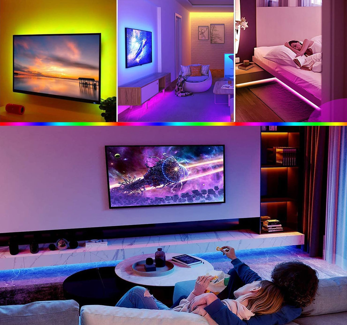 Bandă LED TV USB RGB cu telecomandă, iluminare ambientală pentru televizor BESTSELLS