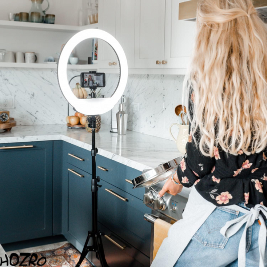 Ring Light HOZRO, 25.4 cm/ 10'' – Iluminare Versatilă în 3 Trepte, Ideală pentru Foto și Video HOZRO