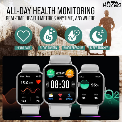 Smartwatch HOZRO, X8 Pro Max, Gri, Ecran HD, Monitorizare Sănătate, IP67 Waterproof, Notificări, Sport, Apel Bluetooth, Compatibil Android & iOS HOZRO