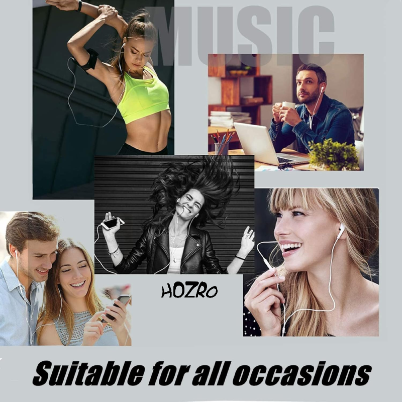 Căști HOZRO, cu fir si conector Lightning, sunet Hi-Fi clar, microfon și telecomandă integrate, design ergonomic pentru confort sporit, compatibile cu toate modelele Apple iPhone cu port Lightning HOZRO