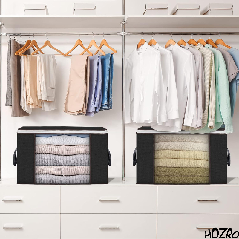 Geantă de Depozitare Neagră HOZRO, Mărimea M – Organizator Practic și Spațios pentru Haine, Lenjerii, Jucării sau Accesorii, Material Rezistent și Design Elegant HOZRO