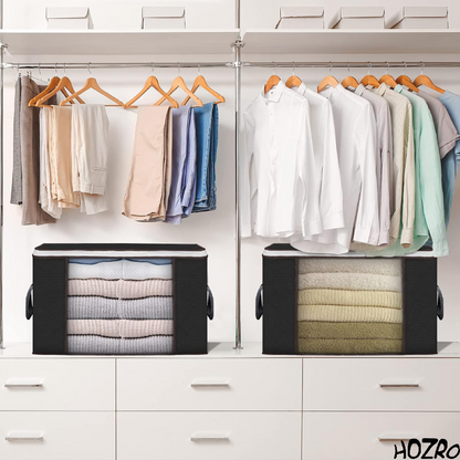 Geantă de Depozitare Neagră HOZRO, Mărimea M – Organizator Practic și Spațios pentru Haine, Lenjerii, Jucării sau Accesorii, Material Rezistent și Design Elegant HOZRO