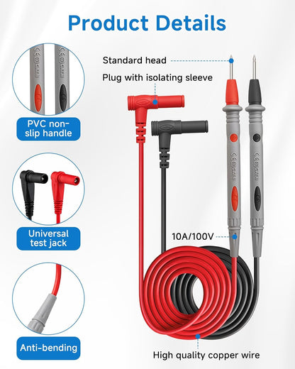 Cabluri de multimetru, 1m, rosu/negru, 4 mm, set de 2 bucati, izolate, 1000V CAT III / 600V CAT IV BESTSELLS