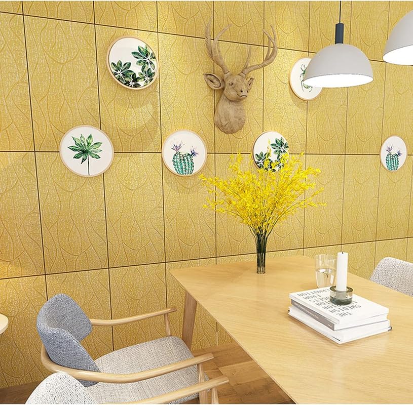 Set Tapet 3D, GROSIME 5MM, Hozro, autoadeziv, Model Valuri, design modern, foarte usor de montat, Tapet Galben/Gri HOZRO