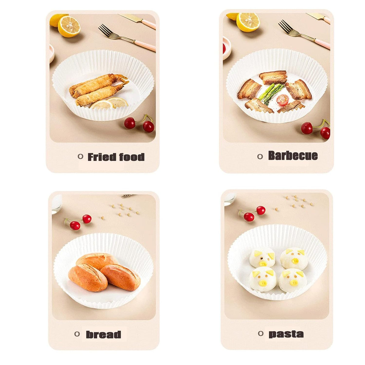Set 50 bucati hartie de copt, Unica folosinta, Pentru air fryer, ALB, Rotunde BESTSELLS