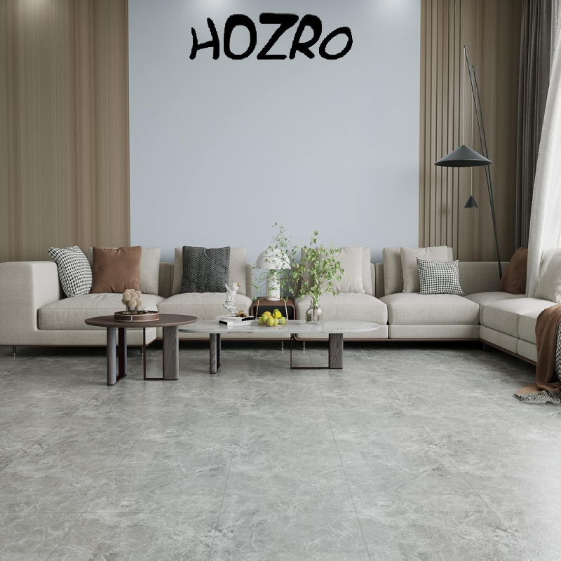 Set 10 x Placi PVC Autoadezive HOZRO, Pentru Podea, Stil Marmura, Grosime 1.4 mm, Culoare Gri, Acopera 2.02 mp, Model ALM 2-2 – Rezistente si Usor de Montat HOZRO