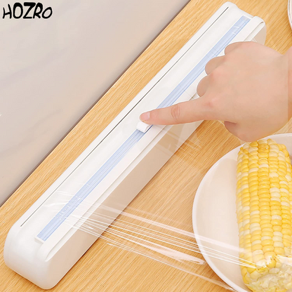 Dispenser HOZRO, pentru Bucătărie – Suport Multifuncțional pentru Folie Alimentară, Aluminiu sau Hârtie de Copt, cu Ventuze, Alb, Compatibil cu Role de Diverse Dimensiuni HOZRO