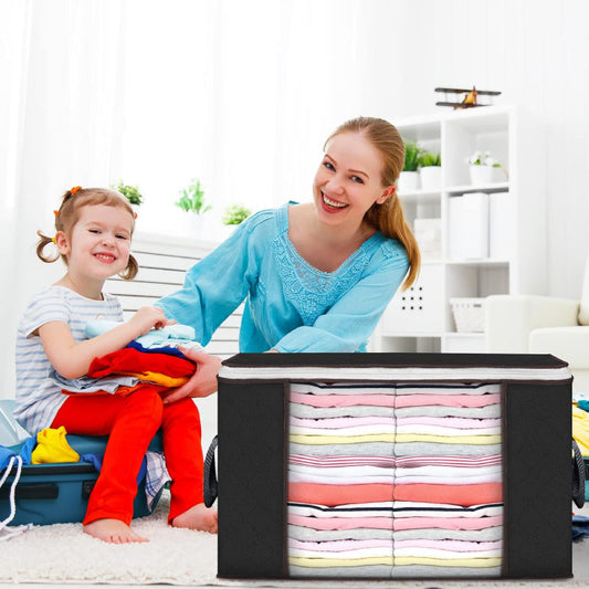 Geantă de Depozitare Neagră HOZRO, Mărimea M – Organizator Practic și Spațios pentru Haine, Lenjerii, Jucării sau Accesorii, Material Rezistent și Design Elegant HOZRO