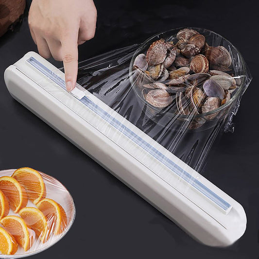 Dispenser HOZRO, pentru Bucătărie – Suport Multifuncțional pentru Folie Alimentară, Aluminiu sau Hârtie de Copt, cu Ventuze, Alb, Compatibil cu Role de Diverse Dimensiuni HOZRO