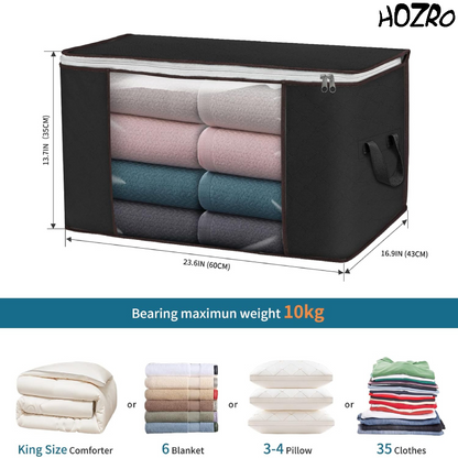 Geantă de Depozitare Neagră HOZRO, Mărimea M – Organizator Practic și Spațios pentru Haine, Lenjerii, Jucării sau Accesorii, Material Rezistent și Design Elegant HOZRO