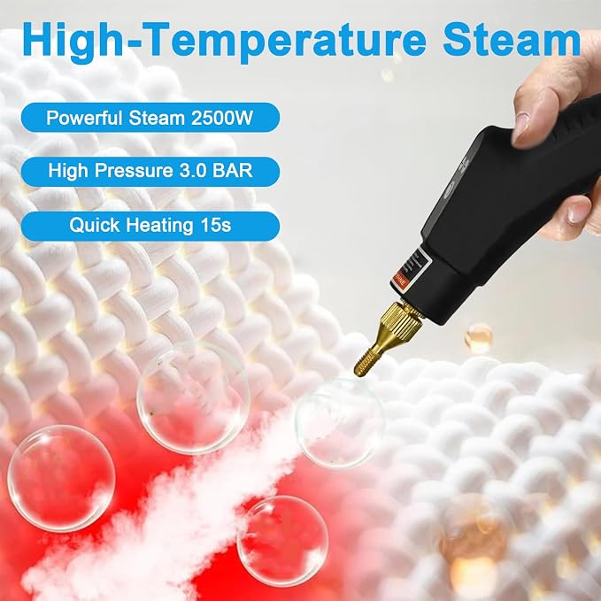Aparat de Curățat cu Aburi Portabil Hozro XBS-002, 1500W, Rezervor 1000ml, Încălzire Rapidă 15s, 6 Trepte de Putere, Multifuncțional pentru Casă și Auto HOZRO