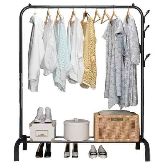 Suport de Umerașe HOZRO, din Metal Negru, 150x110x40 cm – Stativ Elegant și Stabil pentru Haine, Ideal pentru Dormitor, Hol sau Dressing, Design Modern și Funcțional HOZRO