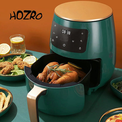 Friteuza cu aer cald, fara ulei, HOZRO Air Fryer, Putere 2400W, capacitate de 6L, Afisaj Digital, 6 Functii de gatire HOZRO