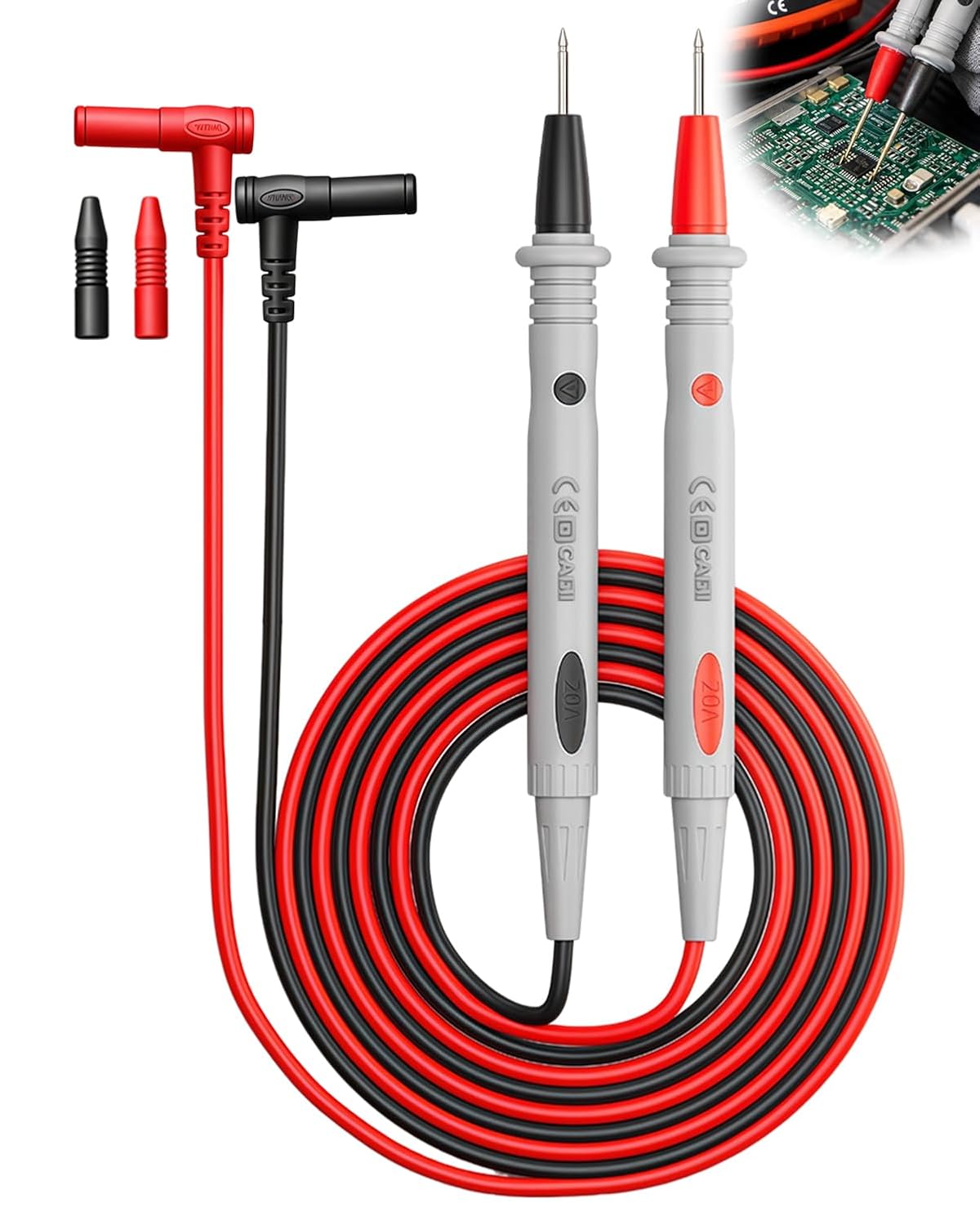 Cabluri de multimetru, 1m, rosu/negru, 4 mm, set de 2 bucati, izolate, 1000V CAT III / 600V CAT IV BESTSELLS