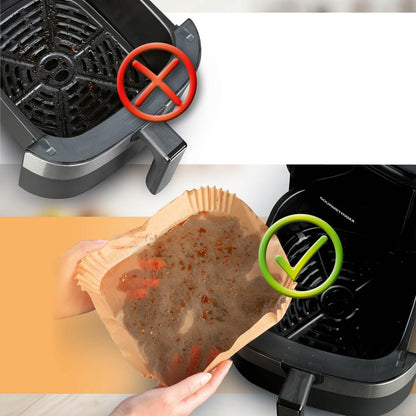 Set 50 bucati hartie de copt, Unica folosinta, Pentru air fryer, Maro, Patrate BESTSELLS