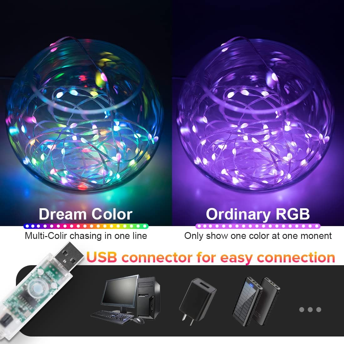Bandă LED RGB Smart 5 m, USB, Bluetooth, control prin aplicație și telecomandă, IP65 BESTSELLS