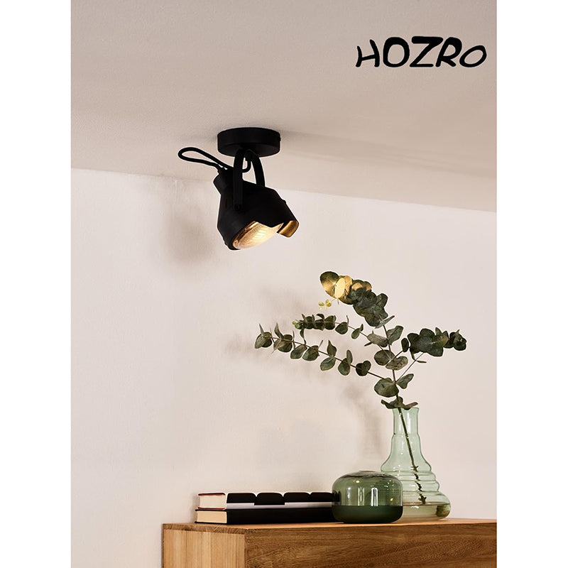 Spot luminos, HOZRO, fabricat din otel, Putere maxima 35W, directie lumina reglabila, Negru HOZRO
