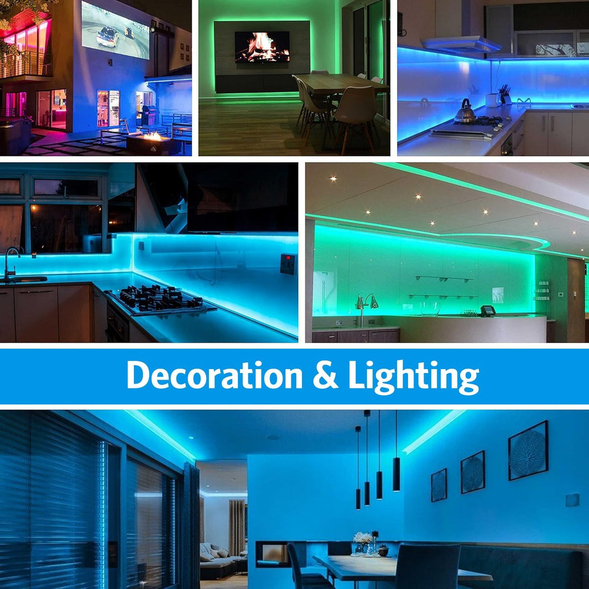Bandă LED RGB Smart 2 × 1 m, USB, Bluetooth, control prin aplicație, 2 ieșiri RGB BESTSELLS