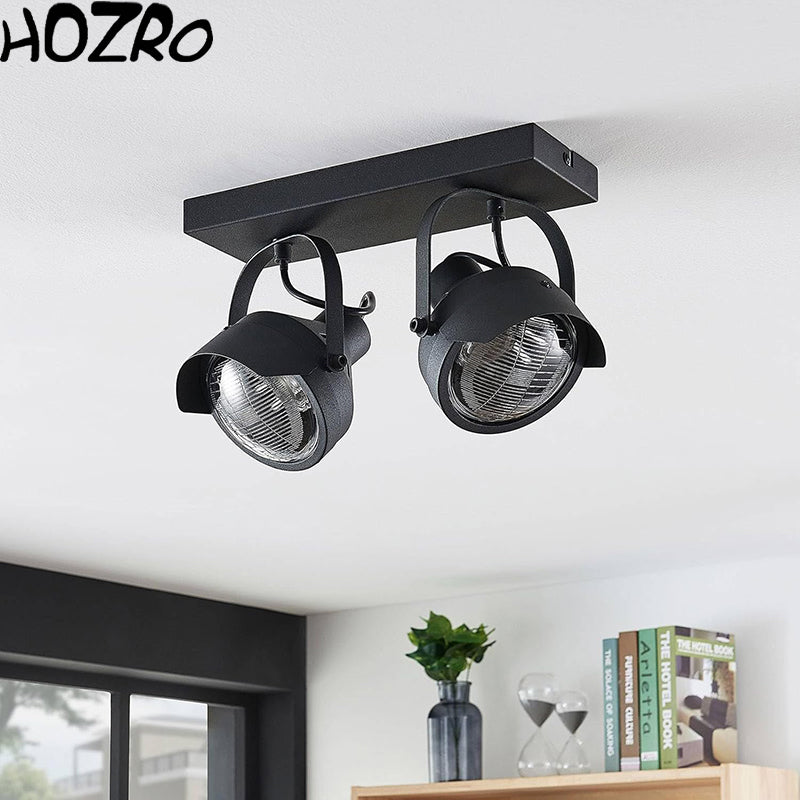 Sina spoturi, Lucide, 2 surse, 35W, Otel, Negru Lucide