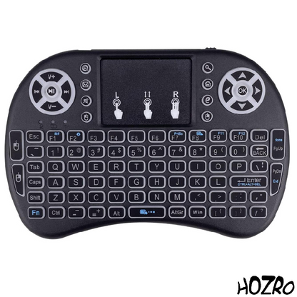 Mini Tastatură Wireless HOZRO, i8 Air – Iluminată, cu Touchpad, Compatibilă cu Android, Windows, Smart TV, TV Box, Mini PC, Laptop, Tabletă – Negru HOZRO