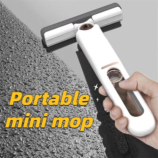 Mop Mini Portabil HOZRO, Tip Squeeze – Perie de Curățare Multifuncțională cu Burete Aborbant, Ușor de Folosit pentru Birou, Baie, Mașină, Geamuri și Diverse Suprafețe HOZRO