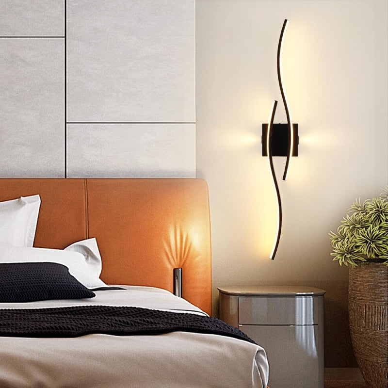 Lampa Modernă HOZRO, cu LED, Design Wave, 100 cm, Negru, 28W, 1350 Lumen, Lumină Alb Caldă, Ideală pentru Living, Dormitor, Baie, Hol HOZRO